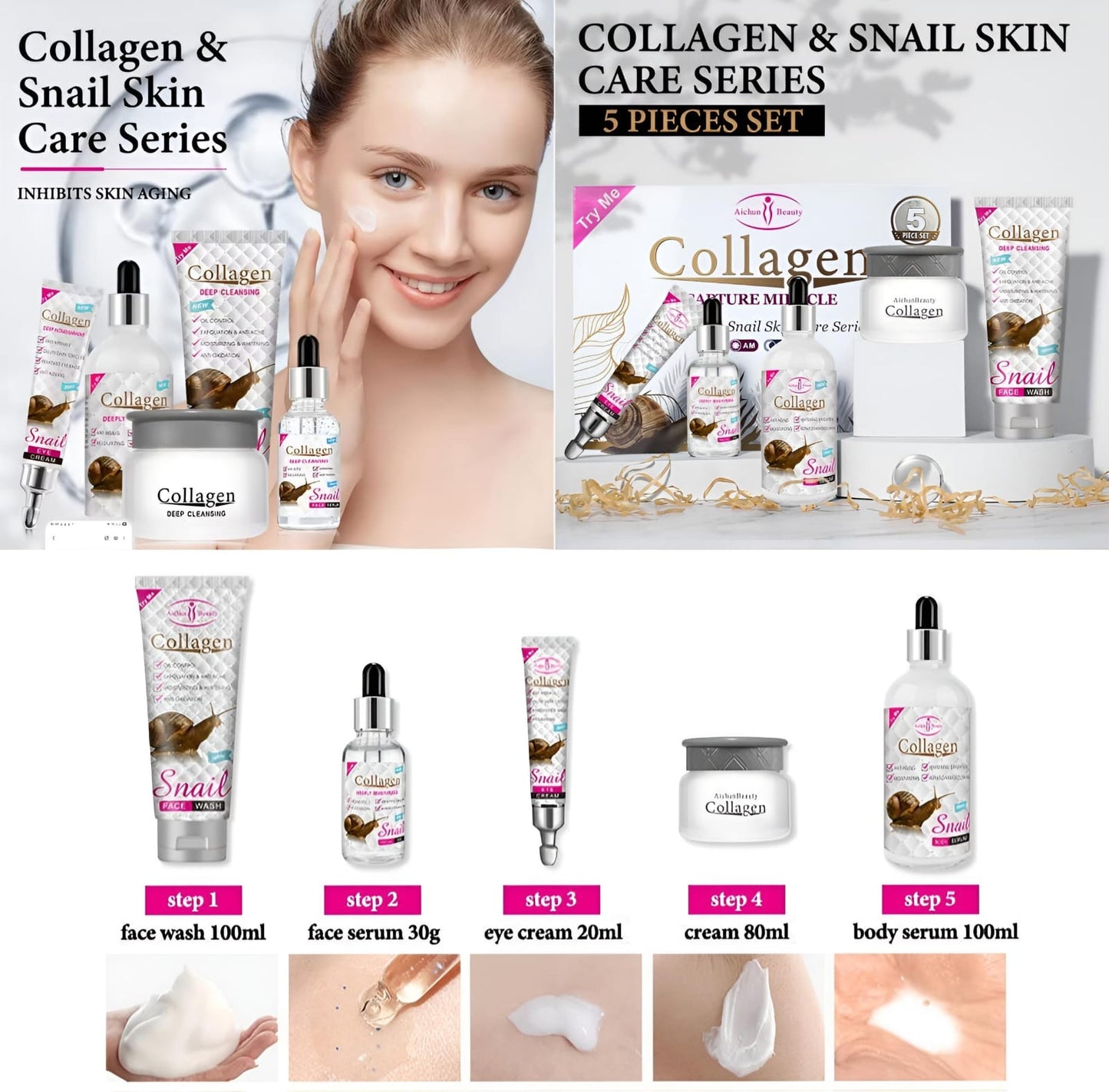 Collagen Snail 5pc Skin Set.