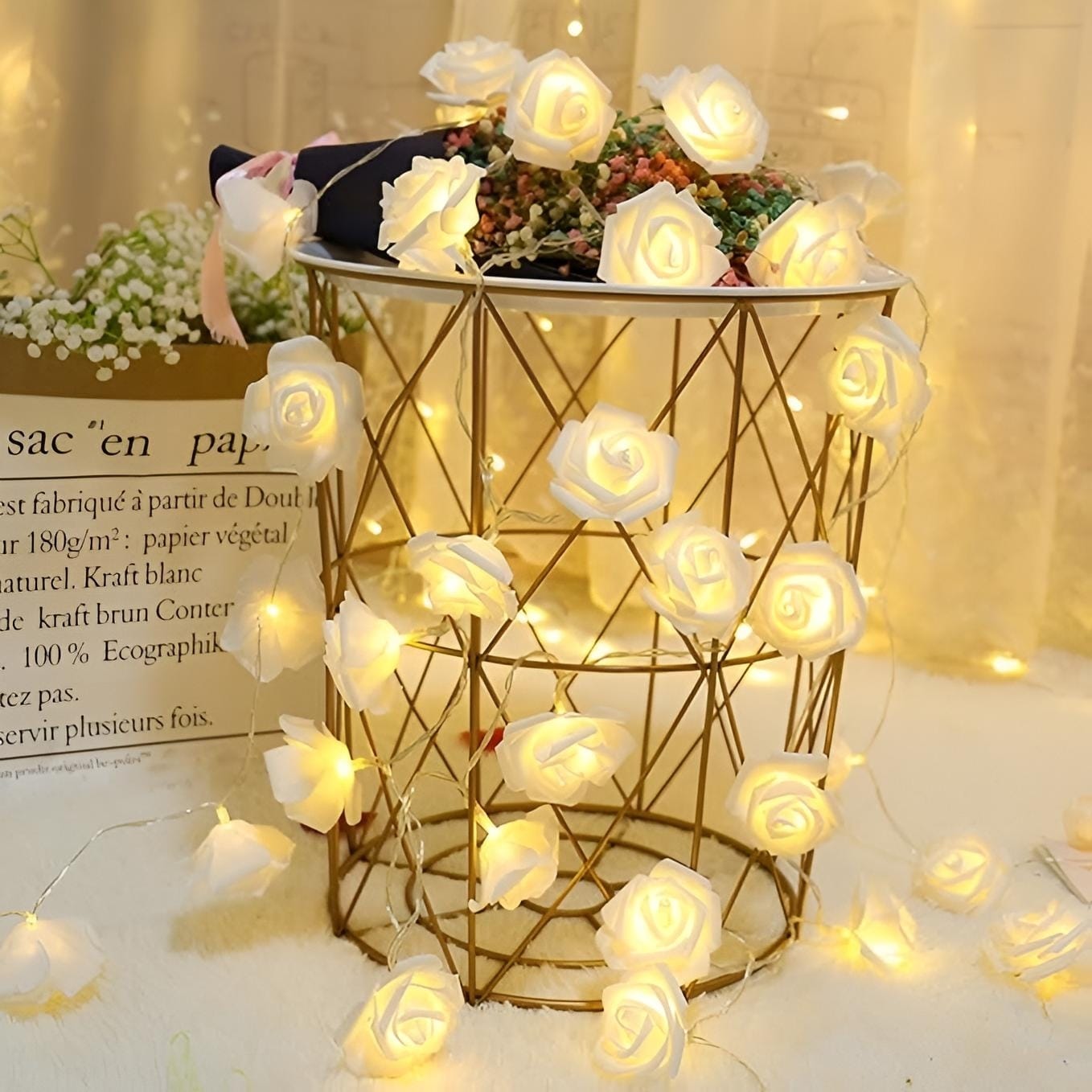 White Rose String Lights