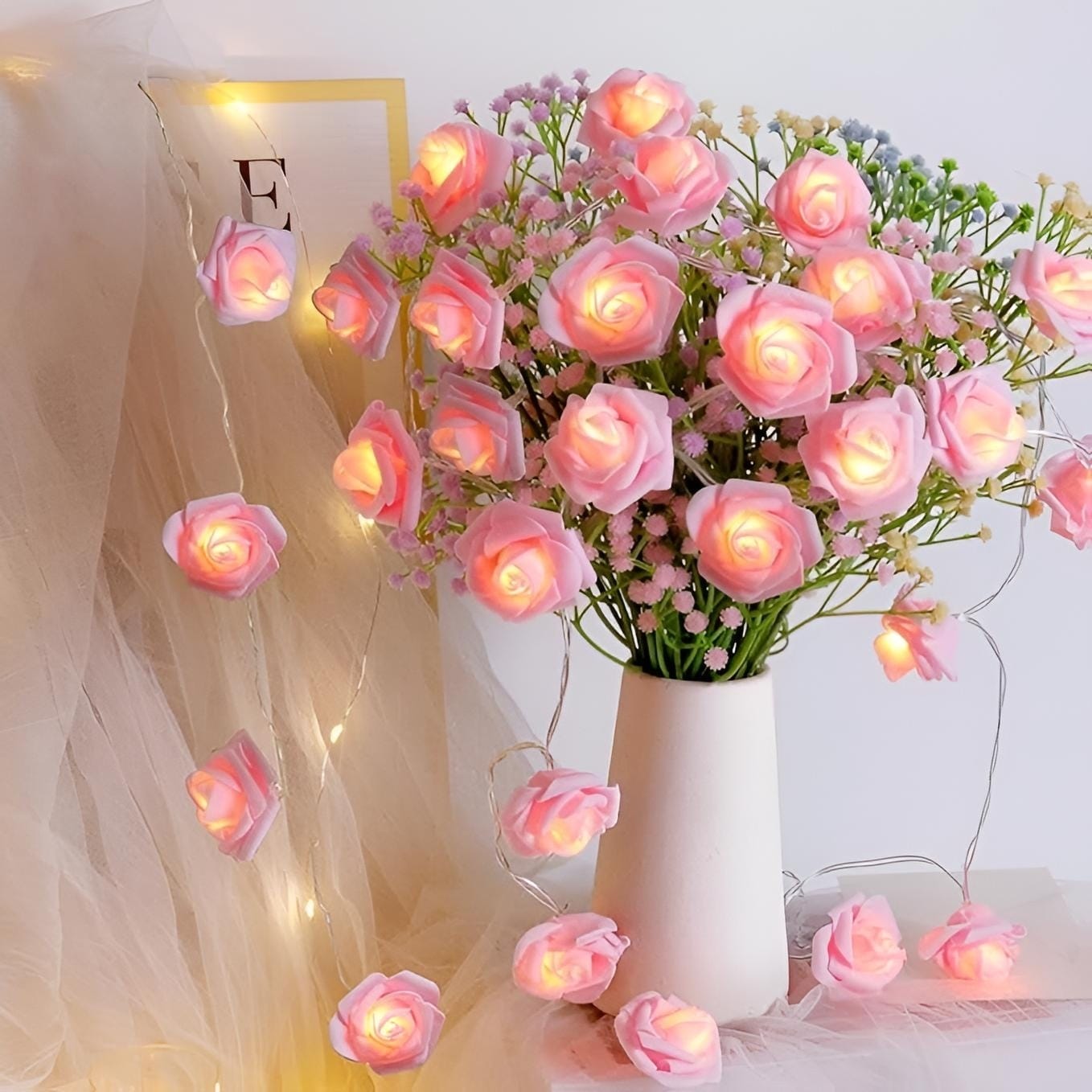 Pink Rose String Lights