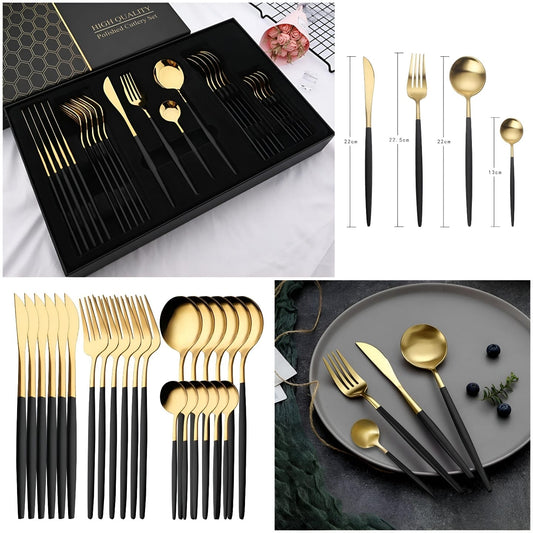 Black Gold Cutlery Set